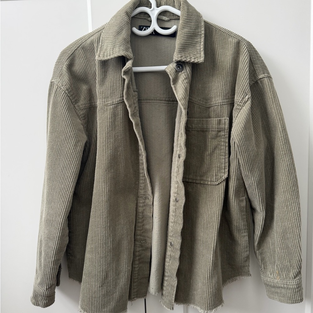 Zara Khaki Ribbed Jacket